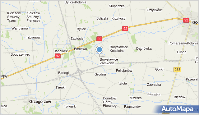 mapa Borysławice Zamkowe, Borysławice Zamkowe na mapie Targeo
